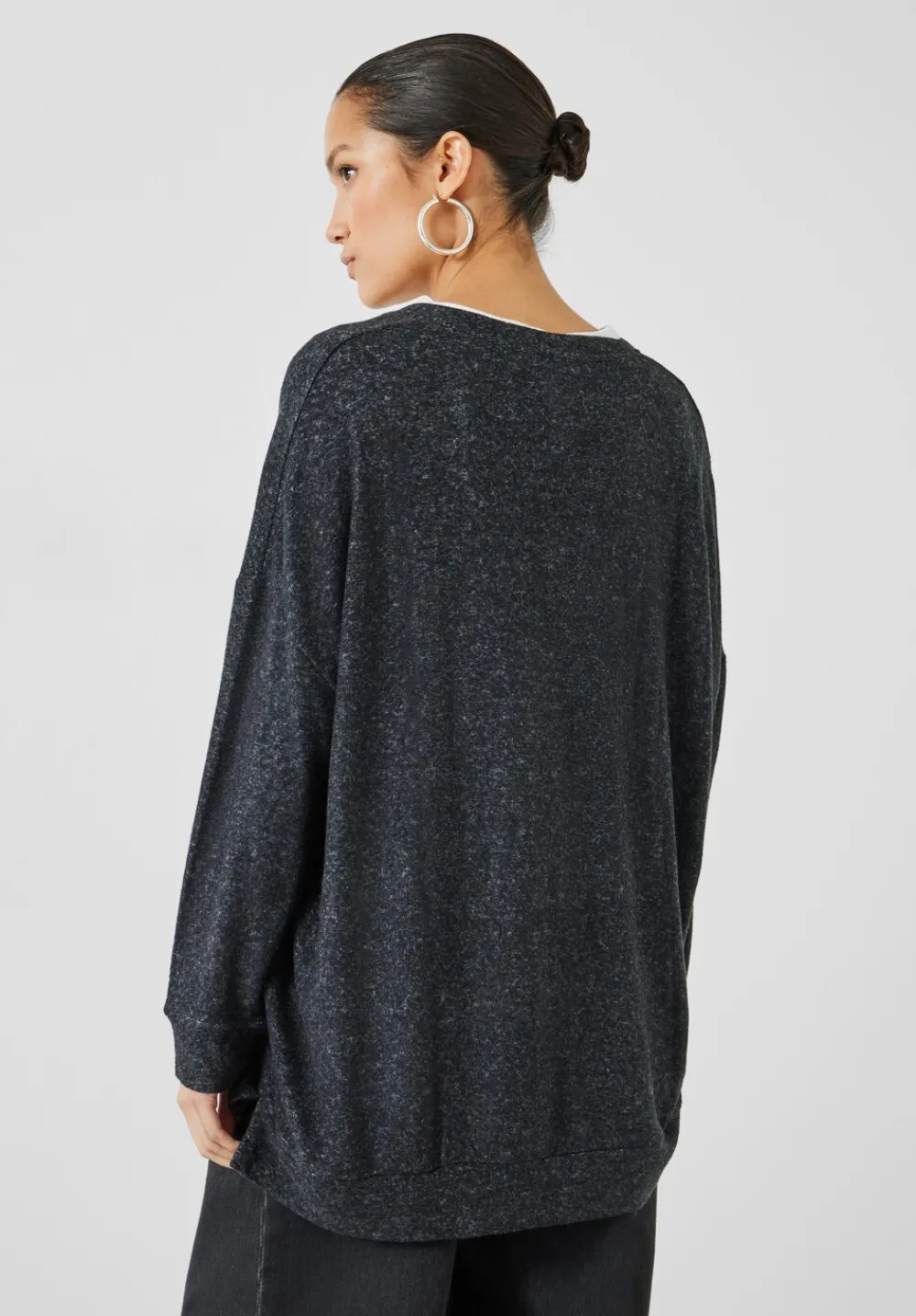 hush Tops & T-Shirts|Pyjamas & Nightwear|Elle Supersoft V-Neck Top Charcoal Marl