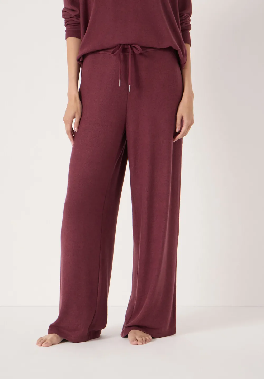 hush Pyjamas & Nightwear|Elle Supersoft Wide Leg Joggers Burgundy Purple