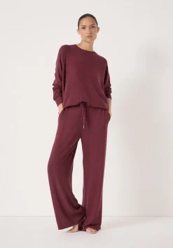 hush Pyjamas & Nightwear|Elle Supersoft Wide Leg Joggers Burgundy Purple