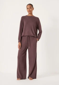 hush Pyjamas & Nightwear|Elle Supersoft Wide Leg Joggers Chocolate Melange