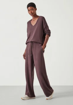hush Joggers & Leggings|Pyjamas & Nightwear|Elle Supersoft Wide Leg Joggers Chocolate brown