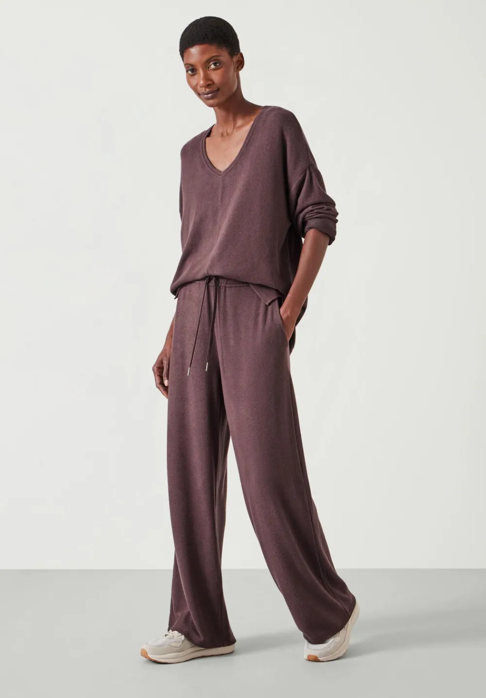hush Joggers & Leggings|Pyjamas & Nightwear|Elle Supersoft Wide Leg Joggers Chocolate brown