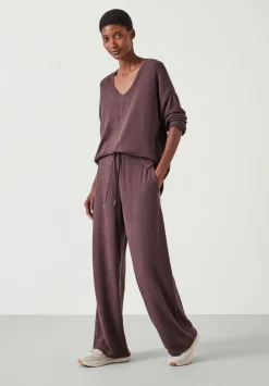 hush Joggers & Leggings|Pyjamas & Nightwear|Elle Supersoft Wide Leg Joggers Chocolate brown