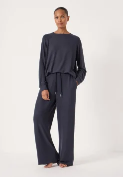 hush Pyjamas & Nightwear|Elle Supersoft Wide Leg Joggers Navy Blue