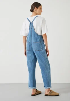 hush Jumpsuits|Ellie Denim Cropped Dungarees Light Blue Wash
