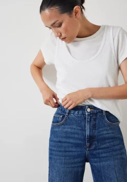 hush Jeans|Elliot High Waisted Straight Jeans Mid Authentic Blue