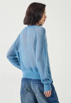 hush Jumpers & Cardigans|Elsie Gauzy Wool Blend Crew Jumper Blue