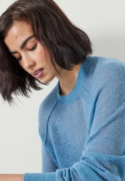 hush Jumpers & Cardigans|Elsie Gauzy Wool Blend Crew Jumper Blue