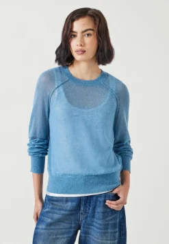 hush Jumpers & Cardigans|Elsie Gauzy Wool Blend Crew Jumper Blue