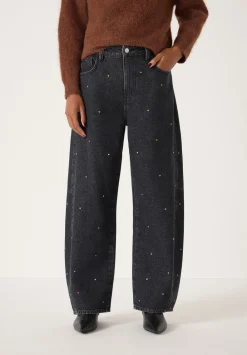 hush Jeans|Embellished Bree Barrel Leg Jeans Washed BlackWashed Black