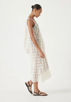hush Dresses|Embroidered Sleeveless Floral Dress Ecru White