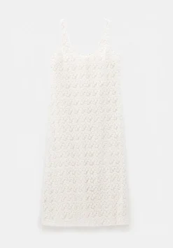 hush Dresses|Embroidered Sleeveless Floral Dress Ecru White
