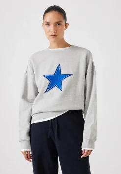 hush Sweatshirts & Hoodies|Embroidered Star Relaxed Sweatshirt Grey MarlGrey Marl