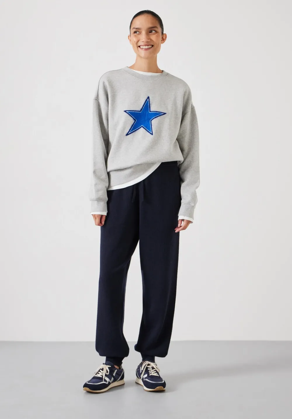 hush Sweatshirts & Hoodies|Embroidered Star Relaxed Sweatshirt Grey MarlGrey Marl