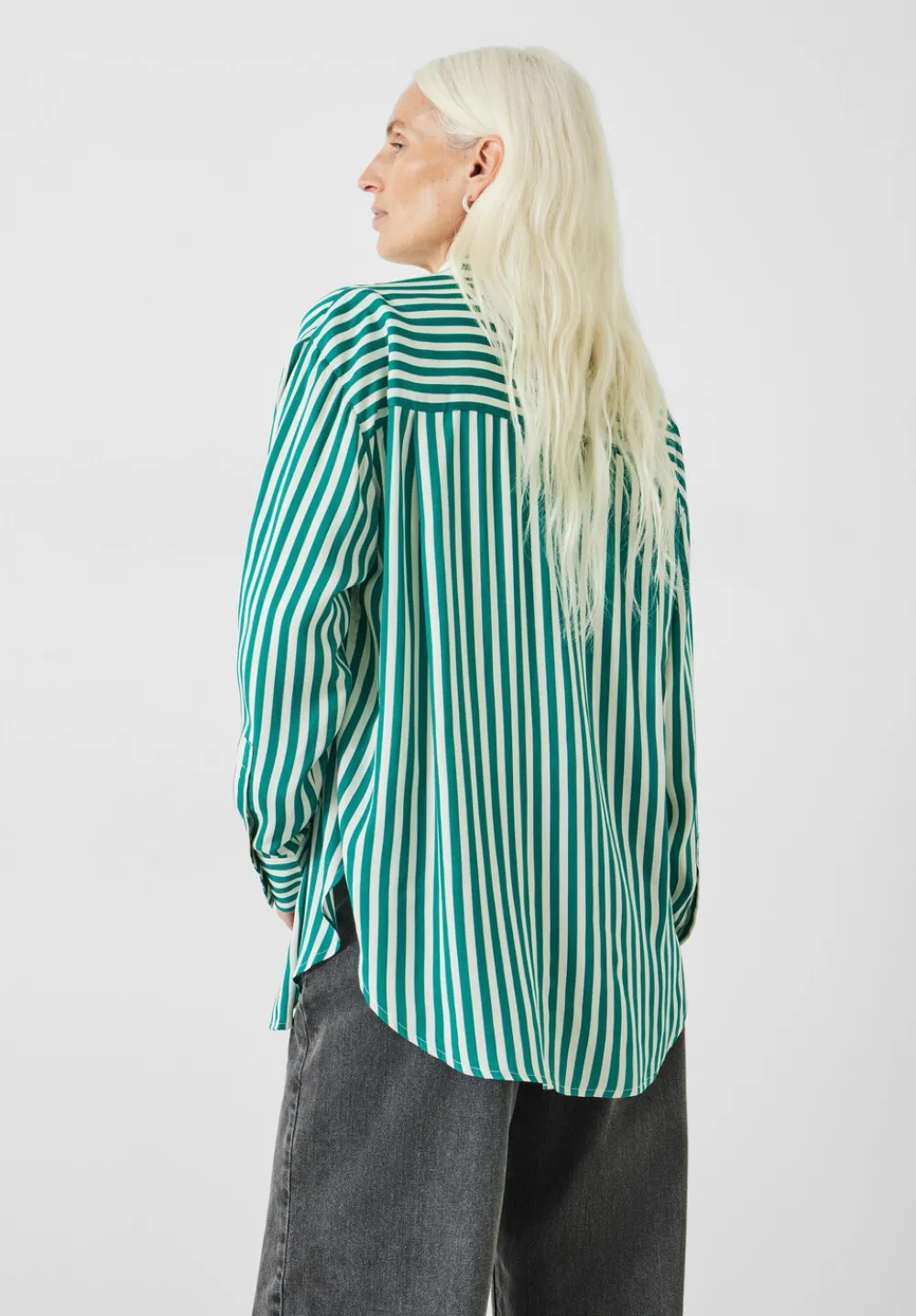 hush Shirts & Blouses|Emely Oversized Stripe Fluid Shirt Stripe Green