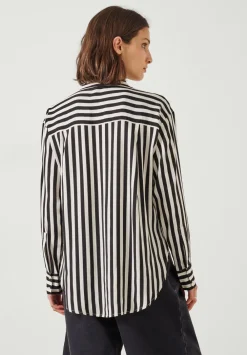 hush Shirts & Blouses|Emely Oversized Stripe Fluid Shirt Black And White Stripe