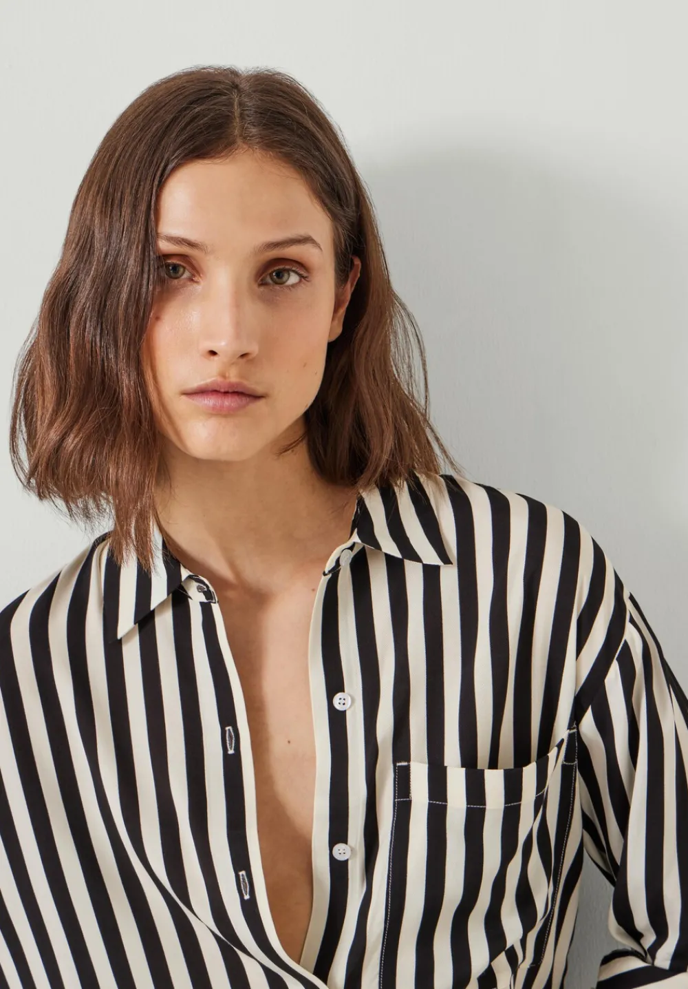 hush Shirts & Blouses|Emely Oversized Stripe Fluid Shirt Black And White Stripe