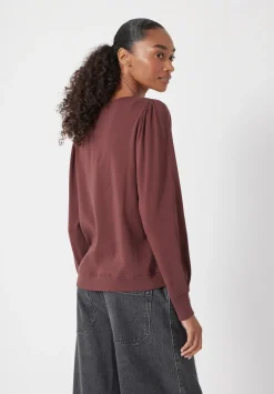 hush Tops & T-Shirts|Emily Puff Sleeve Cotton Jersey Top Rum Raisin