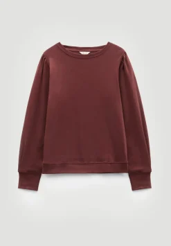 hush Tops & T-Shirts|Emily Puff Sleeve Cotton Jersey Top Rum Raisin
