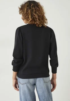 hush Tops & T-Shirts|Emily Puff Sleeve Cotton Jersey Top Black