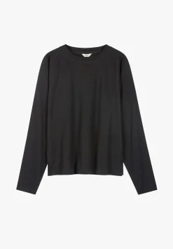 hush Tops & T-Shirts|Emily Puff Sleeve Cotton Jersey Top Black