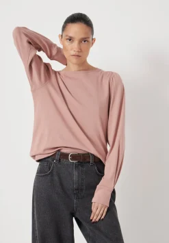 hush Tops & T-Shirts|Emily Puff Sleeve Cotton Jersey Top Rosewood Pink