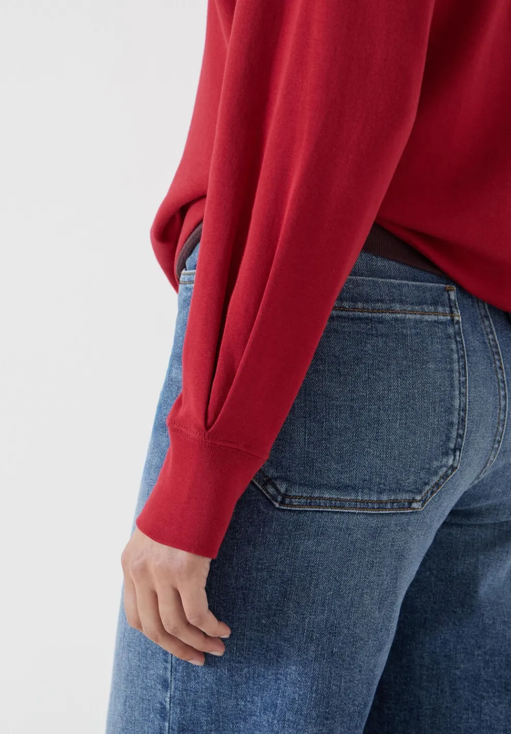 hush Tops & T-Shirts|Emily Puff Sleeve Cotton Jersey Top Bright Red
