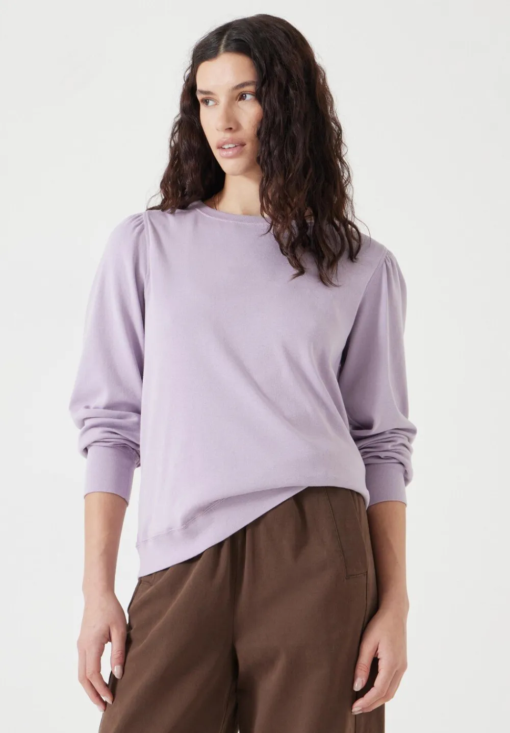 hush Tops & T-Shirts|Emily Puff Sleeve Cotton Jersey Top Dusty Lilac
