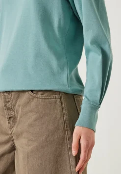 hush Tops & T-Shirts|Emily Puff Sleeve Cotton Jersey Top Dark Aqua Green