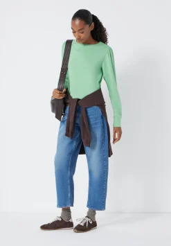 hush Tops & T-Shirts|Emily Puff Sleeve Cotton Jersey Top Apple Green
