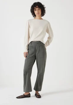 hush Tops & T-Shirts|Emily Puff Sleeve Cotton Jersey Top Almond