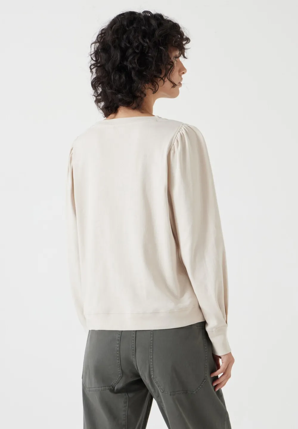 hush Tops & T-Shirts|Emily Puff Sleeve Cotton Jersey Top Almond