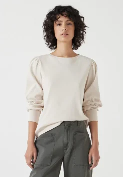 hush Tops & T-Shirts|Emily Puff Sleeve Cotton Jersey Top Almond