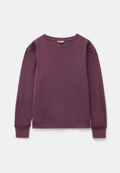 hush Tops & T-Shirts|Emily Puff Sleeve Cotton Jersey Top Wine Red