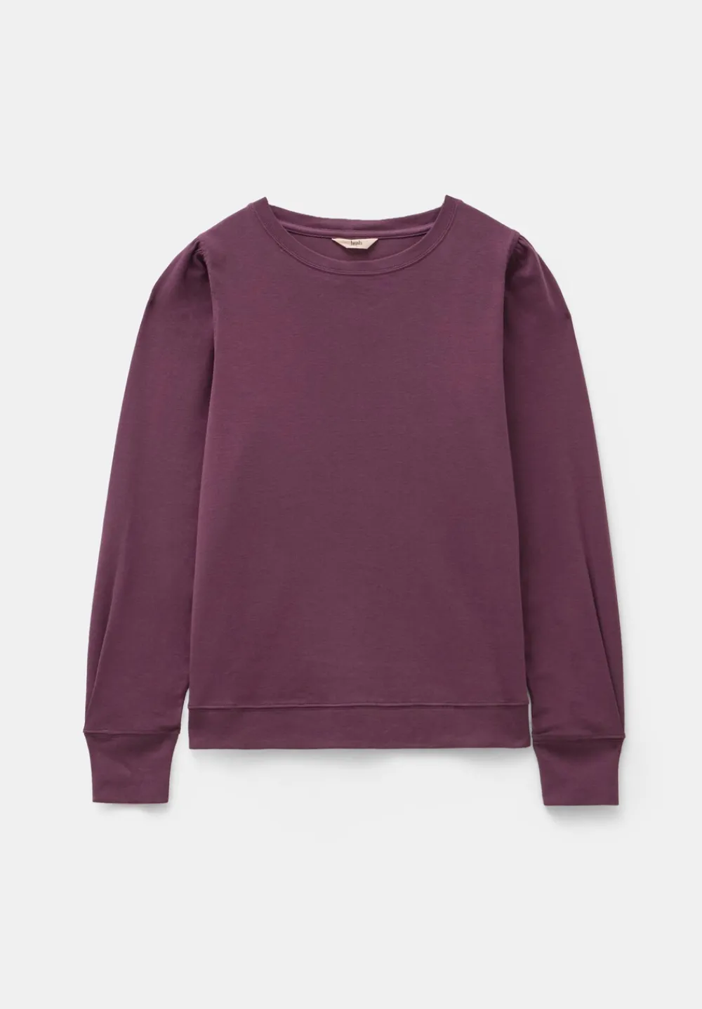 hush Tops & T-Shirts|Emily Puff Sleeve Cotton Jersey Top Wine Red