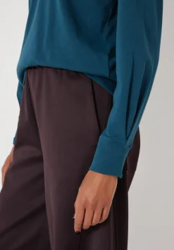 hush Tops & T-Shirts|Emily Puff Sleeve Cotton Jersey Top Deep Teal