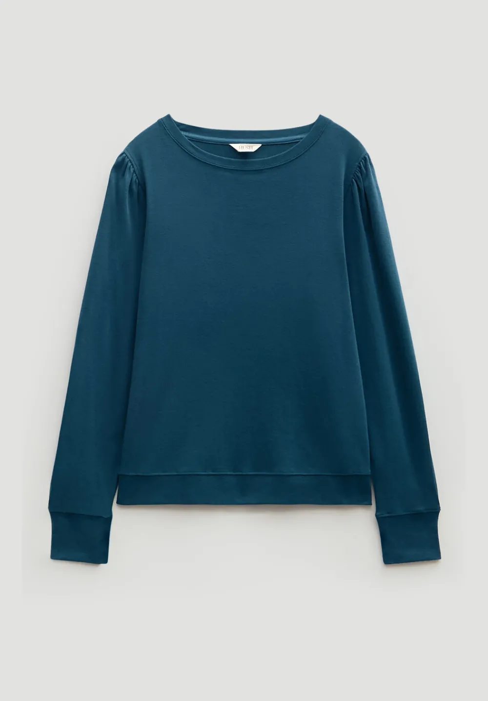 hush Tops & T-Shirts|Emily Puff Sleeve Cotton Jersey Top Deep Teal