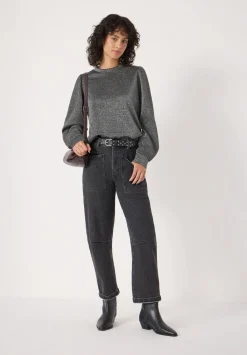 hush Tops & T-Shirts|Emily Sparkle Puff Sleeve Jersey Top Gunmetal Grey