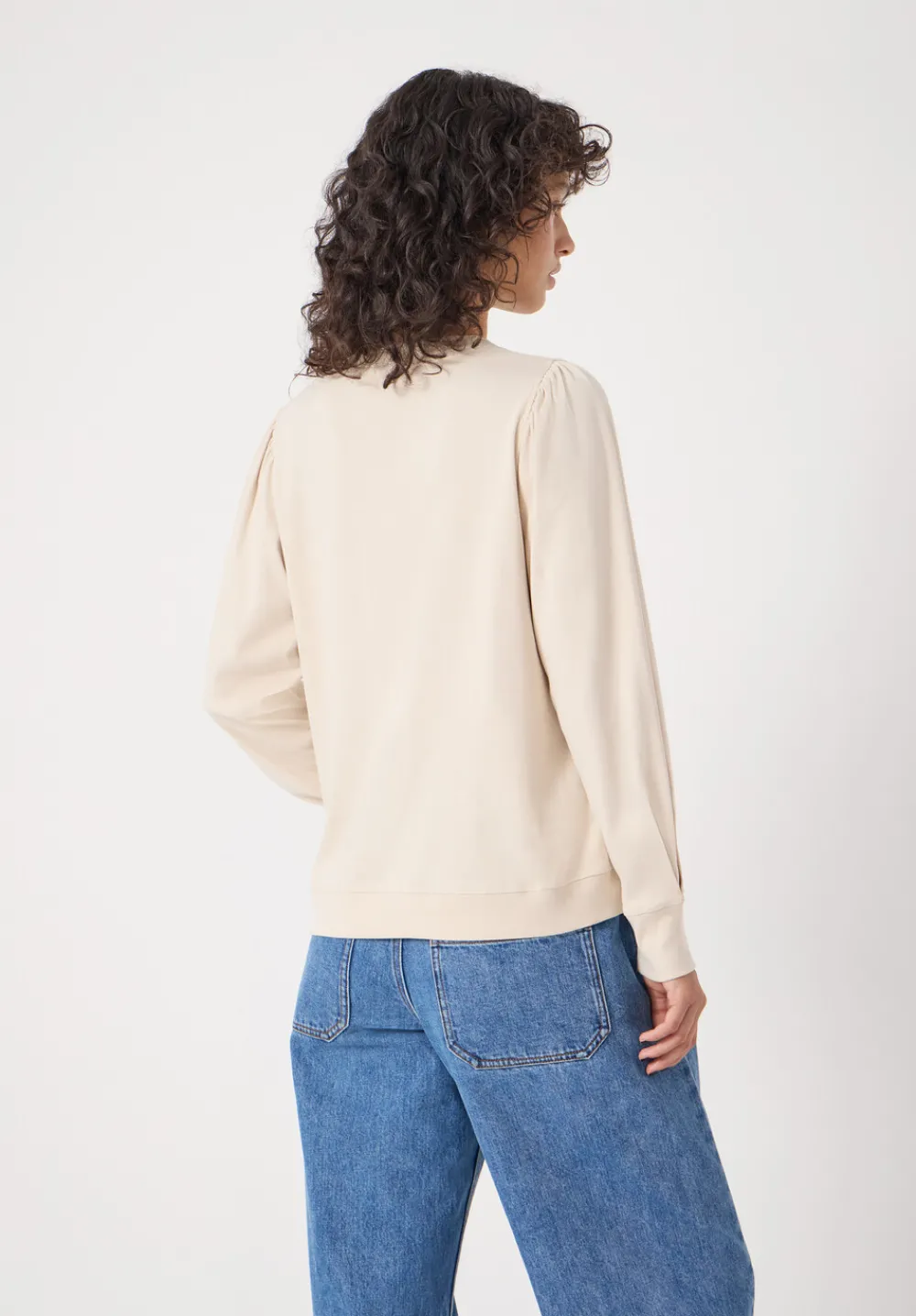 hush Tops & T-Shirts|Emily V-Neck Puff Sleeve Top Almond