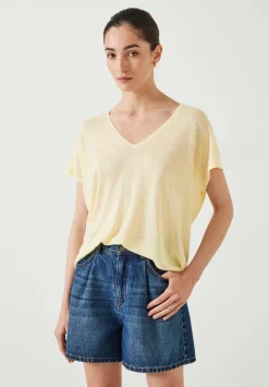 hush Tops & T-Shirts|Jumpers & Cardigans|Emmerline Linen Blend Knitted Top Pale Yellow