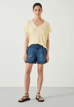hush Tops & T-Shirts|Jumpers & Cardigans|Emmerline Linen Blend Knitted Top Pale Yellow