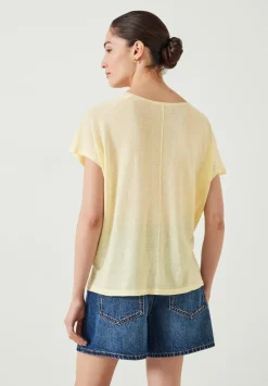 hush Tops & T-Shirts|Jumpers & Cardigans|Emmerline Linen Blend Knitted Top Pale Yellow