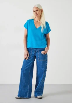 hush Tops & T-Shirts|Jumpers & Cardigans|Emmerline Linen Blend Knitted Top Ocean Blue