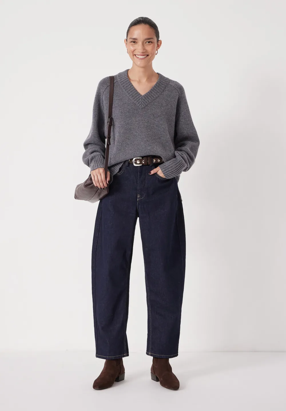hush Jumpers & Cardigans|Erica Merino Wool V Neck Jumper Grey Marl