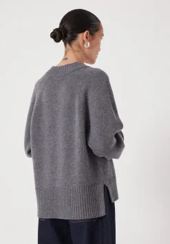 hush Jumpers & Cardigans|Erica Merino Wool V Neck Jumper Grey Marl