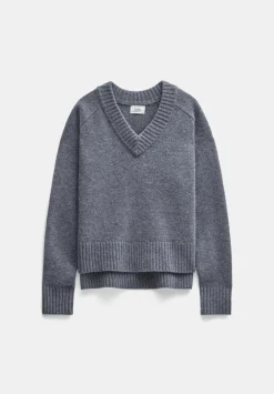 hush Jumpers & Cardigans|Erica Merino Wool V Neck Jumper Grey Marl