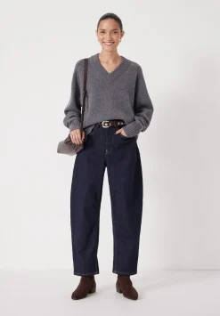 hush Jumpers & Cardigans|Erica Merino Wool V Neck Jumper Grey Marl