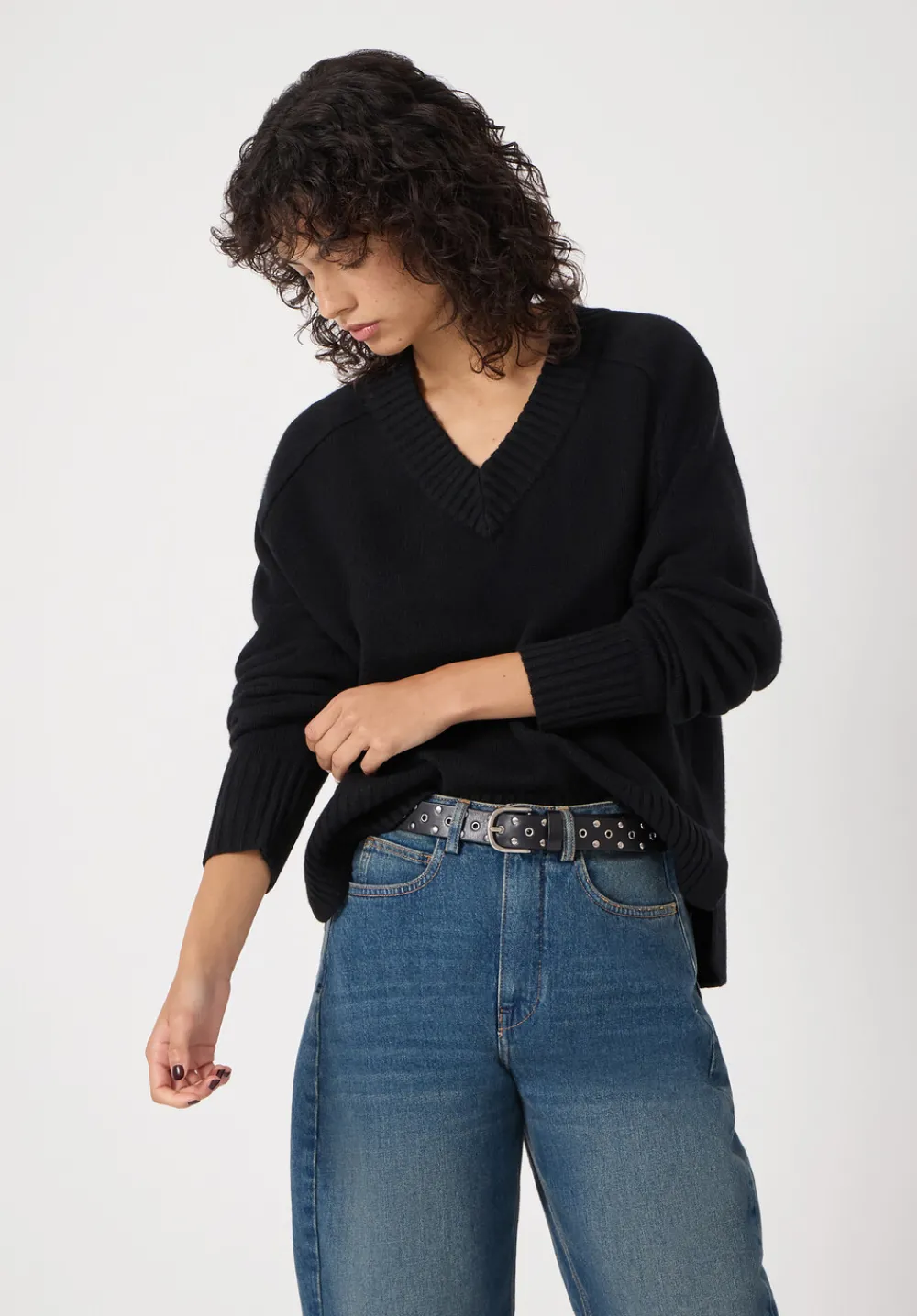 hush Jumpers & Cardigans|Erica Merino Wool V Neck Jumper Black