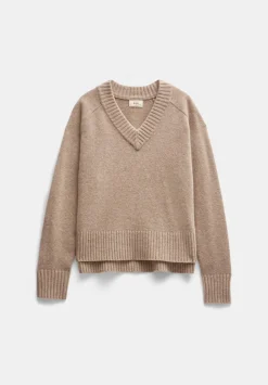 hush Jumpers & Cardigans|Erica Merino Wool V Neck Jumper Light Beige
