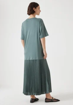 hush Jeans|Dresses|Esme Short Sleeve Pleated Midi Dress Sage Green